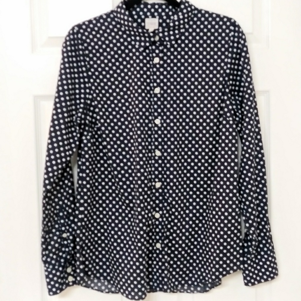 J. Crew Polka Dot Navy Button Down Shirt